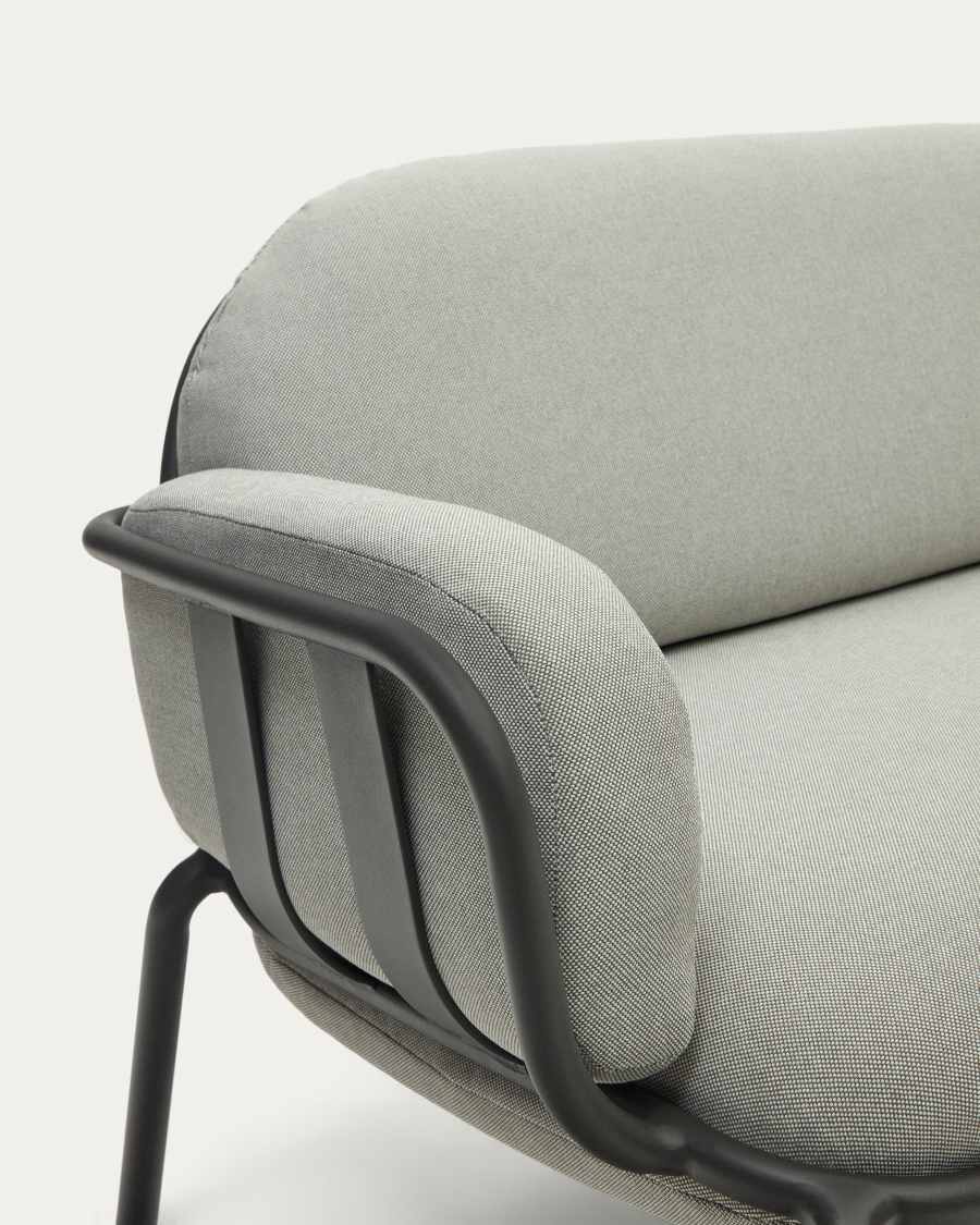 Joncols outdoor aluminium 3 seater sofa with powder coated grey finish, 225 cm