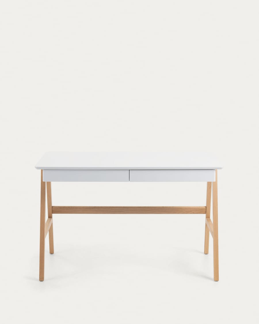 Dyana table in MDF with white lacquer and solid ash wood legs, 120 x 60 cm