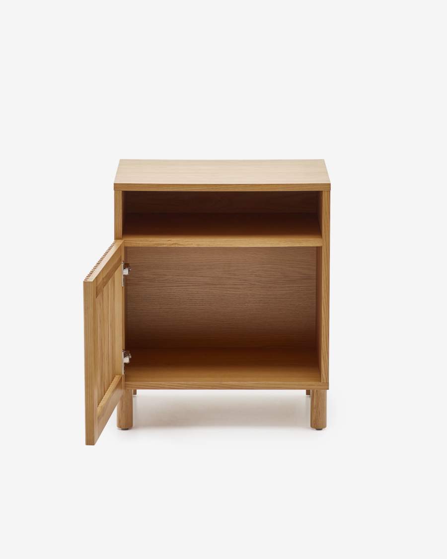 Beyla solid oak wood beside table with oak veneer, 53 x 62 cm FSC 100%