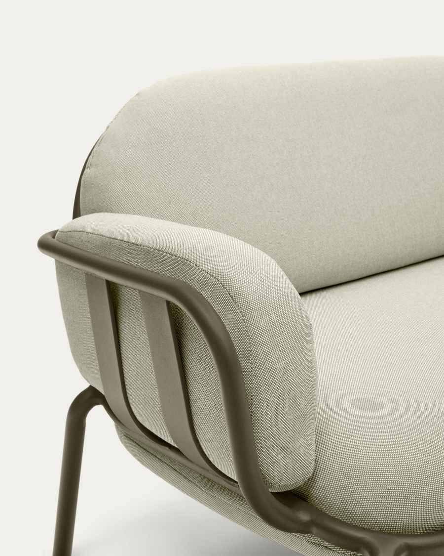 Joncols outdoor aluminium 3 seater sofa with powder coated green finish, 225 cm