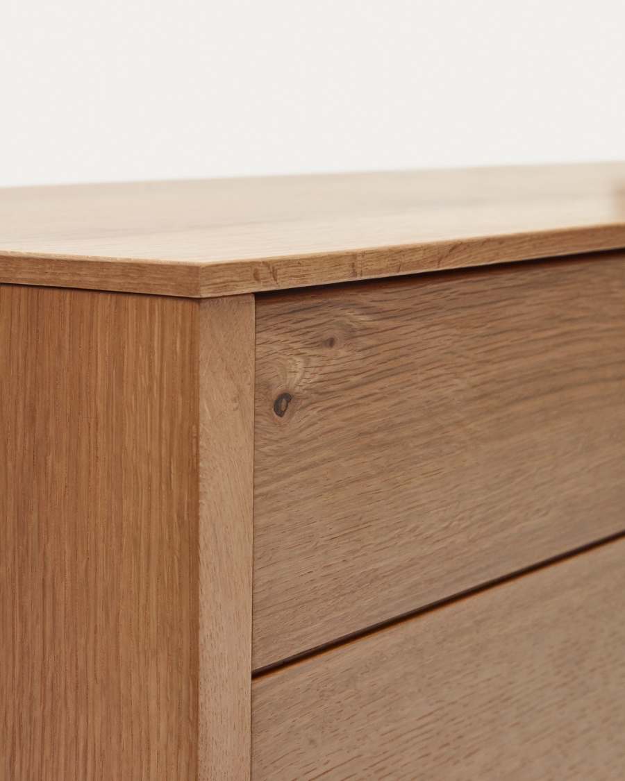 Alguema sideboard with 4 doors in oak veneer with natural finish, 200 x 74 cm