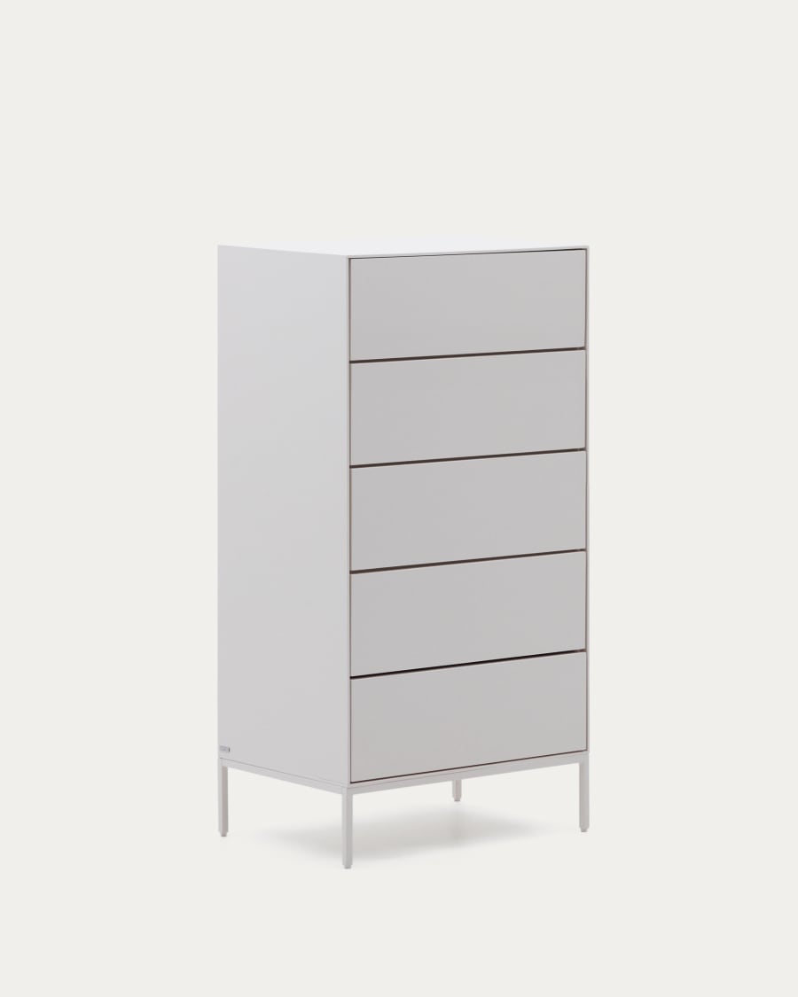 Vedrana 5-drawer chest of drawers white lacquered MDF 60 x 114 cm