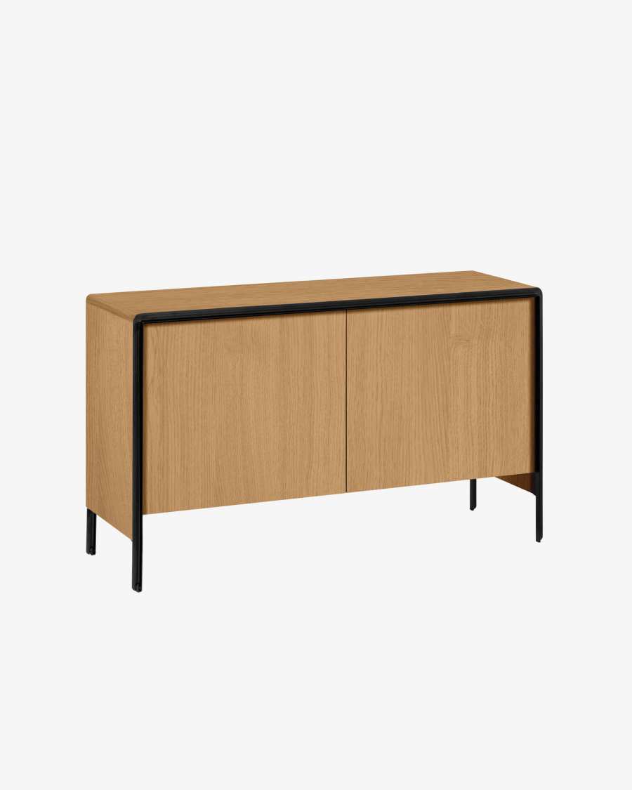 Nadyria Sideboard 2 Türen aus Eichenfurnier und Stahl in Schwarz 140 x 82 cm