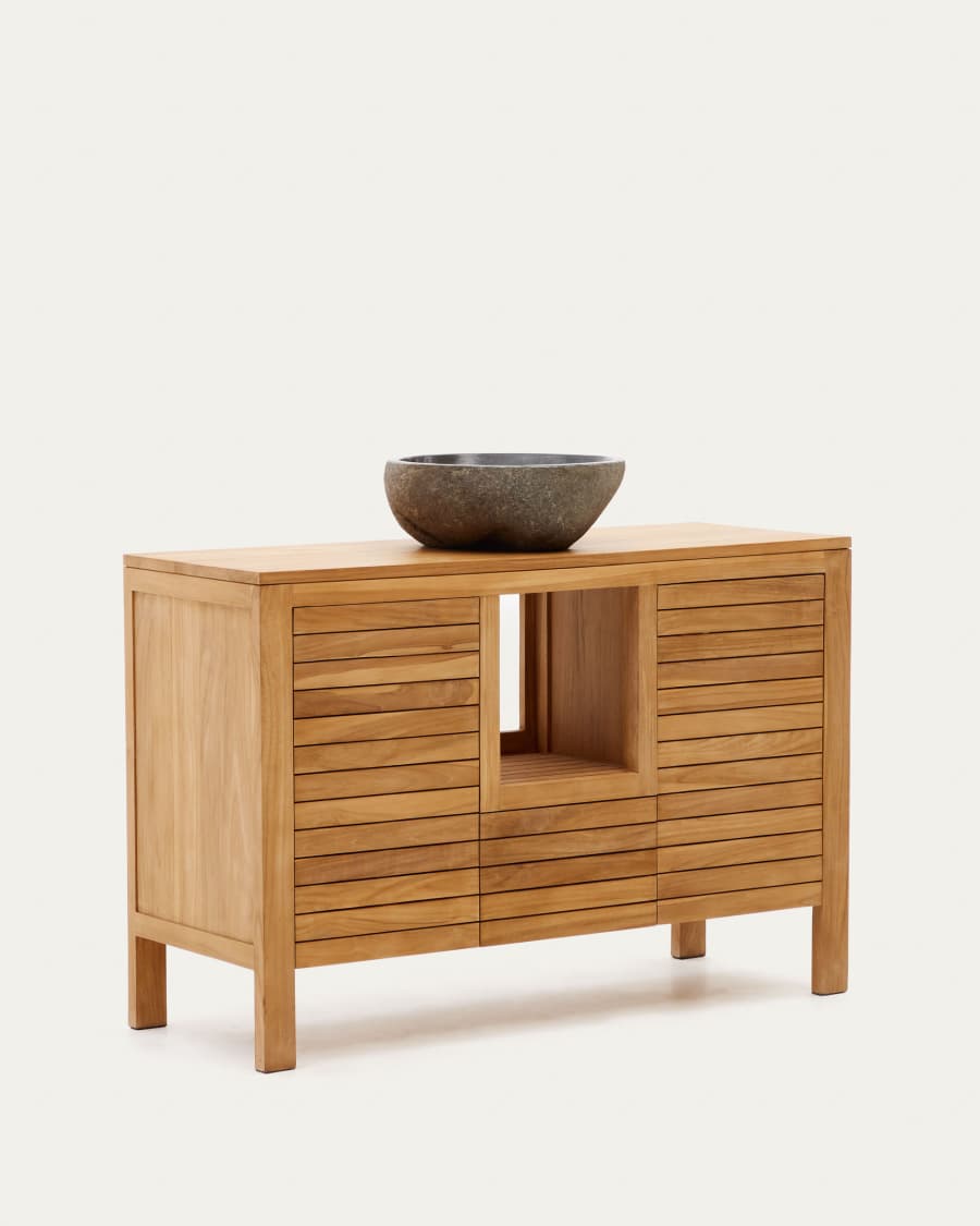Neria bathroom furniture in solid teak wood with natural finish, 120 x 45 cm