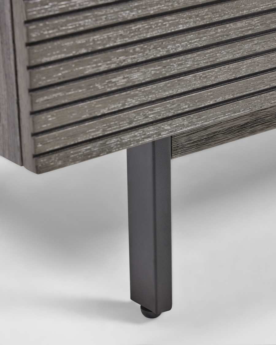 Moble TV Indiann 2 portes i 2 calaixos fusta massissa acàcia i acer negre 210 x 45 cm