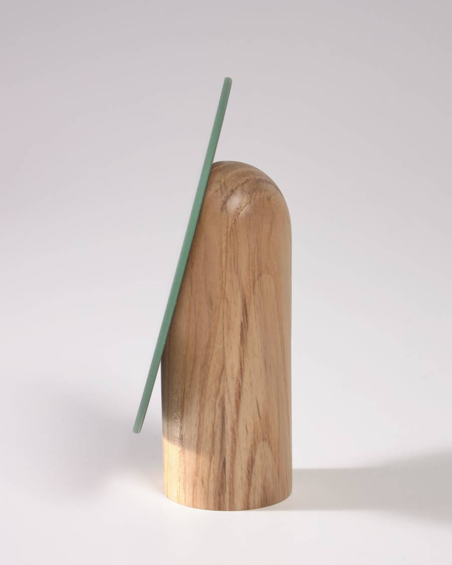 Veida mirror with natural wooden stand