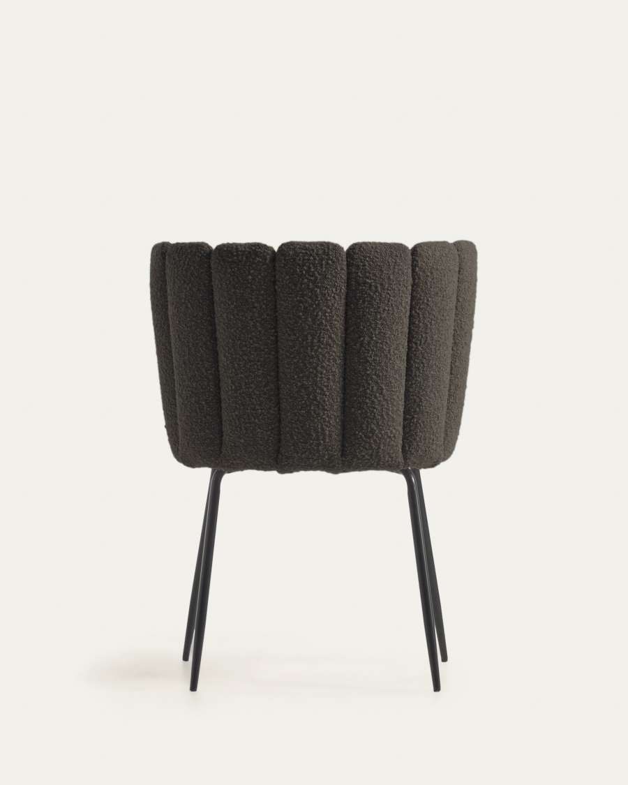 Sedia Aniela in shearling nero e metallo con finitura nera FR