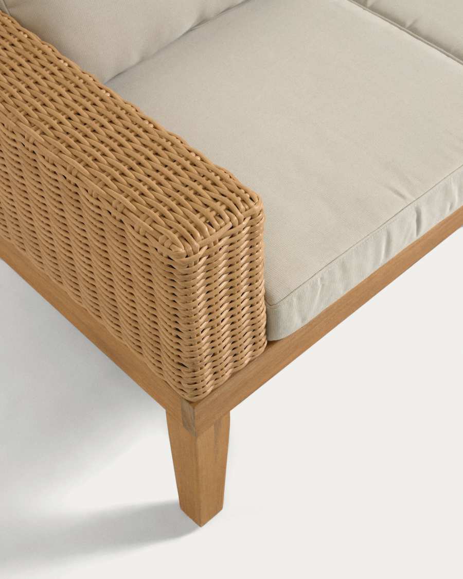 Giana 3 seater sofa in solid acacia wood & rattan, 193 cm FSC 100%