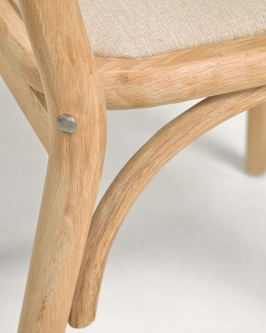 Doriane solid oak chair with natural finish and upholstered seat FSC Mix Credit