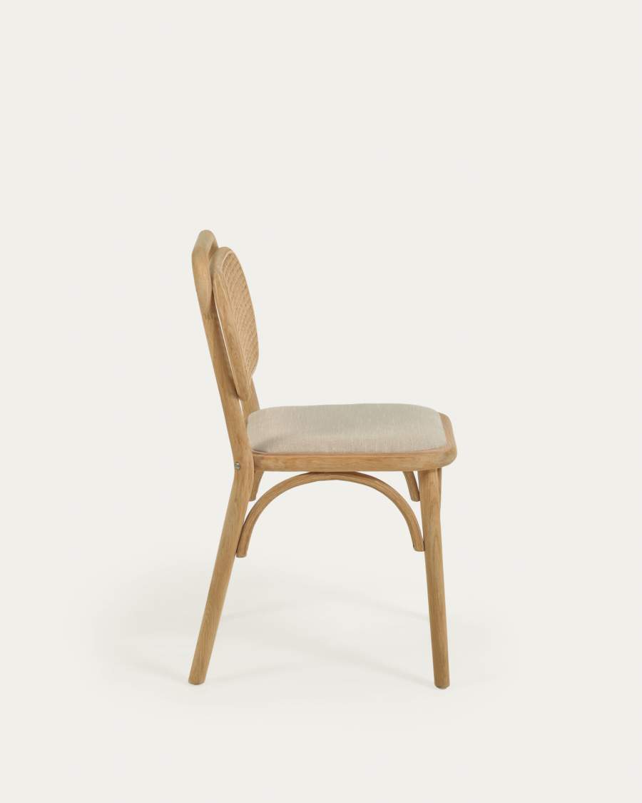 Doriane solid oak chair with natural finish and upholstered seat FSC Mix Credit