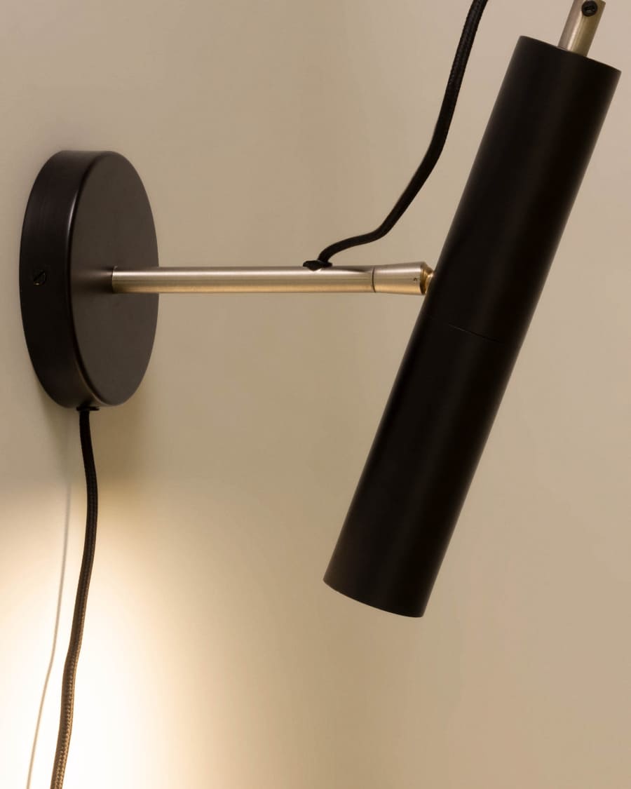 Maude wall light in metal with black finish UK adapter