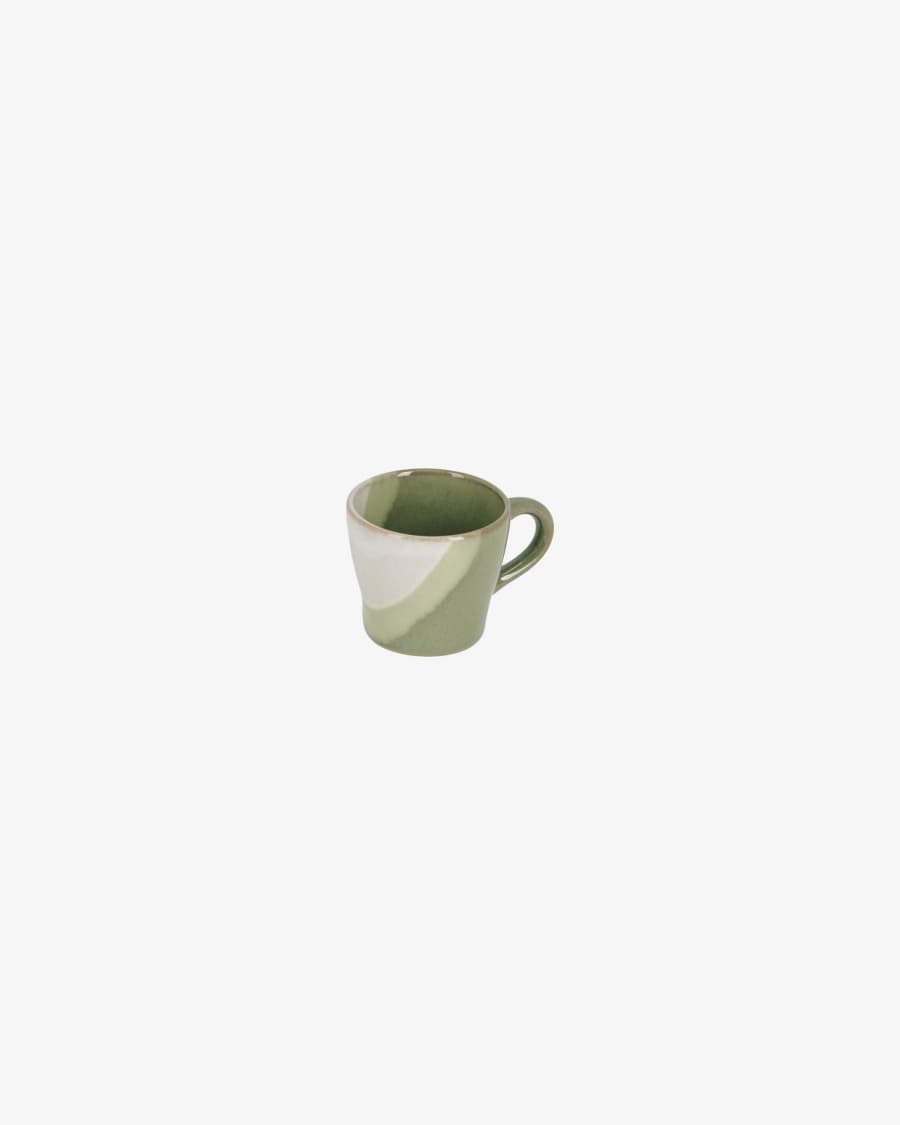 White and green Naara coffee cup with plate