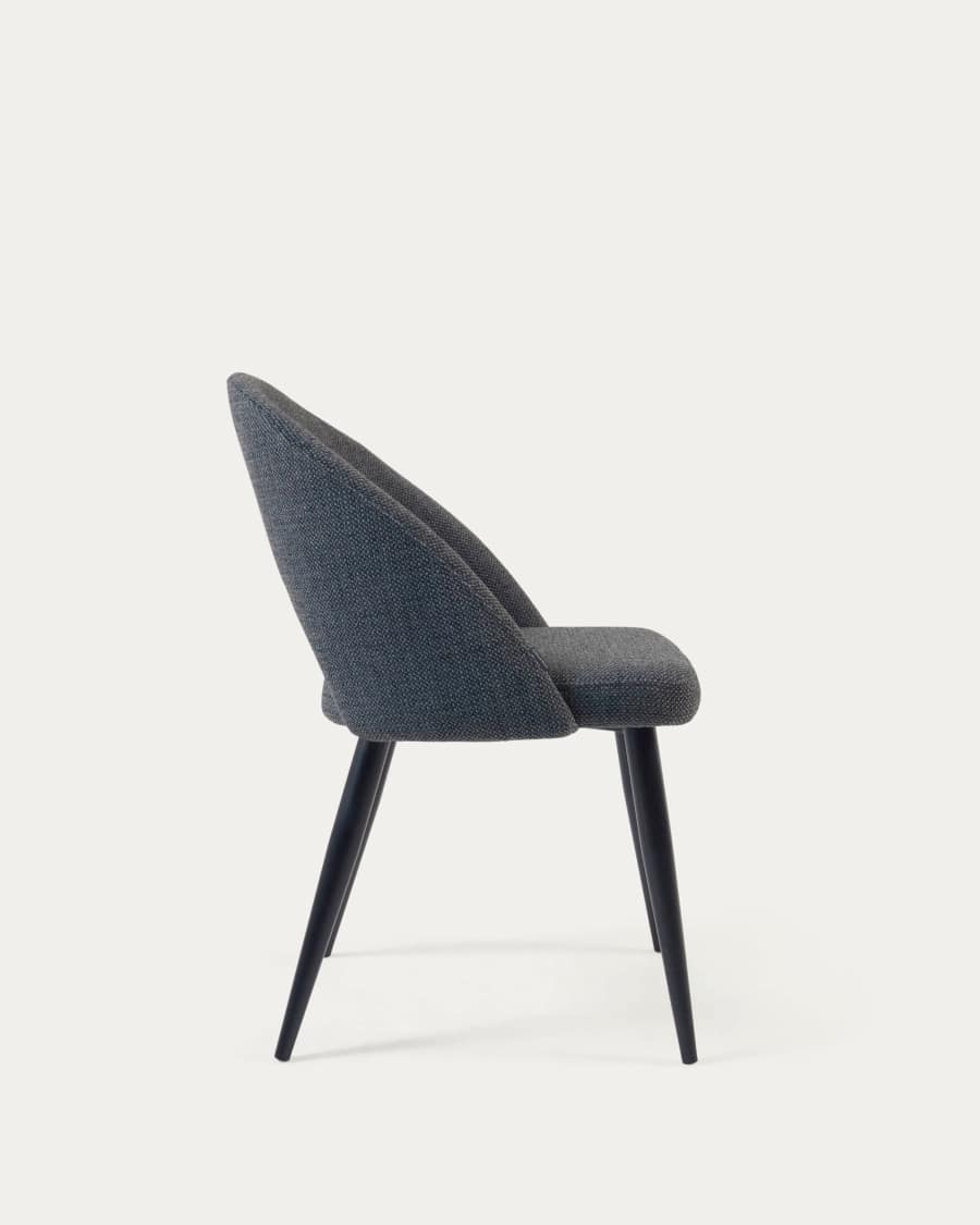 Dark grey Mael chair with steel legs with black finish FSC 100%