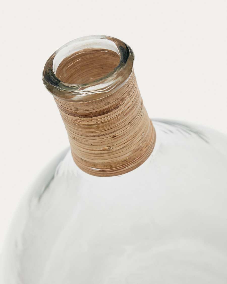 Serlina vase made of rattan and transparent recycled glass 37 cm