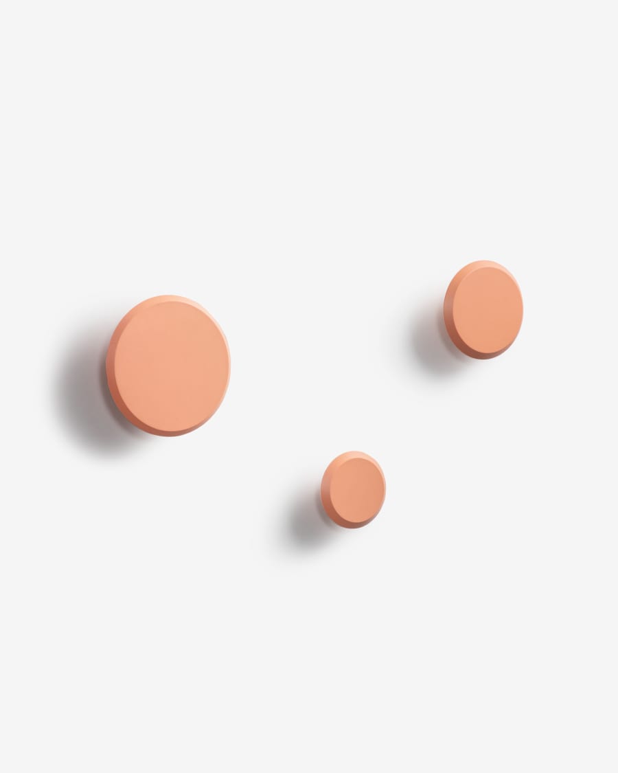 Lot Nadua de 3 patères en bois de hêtre  couleur orange