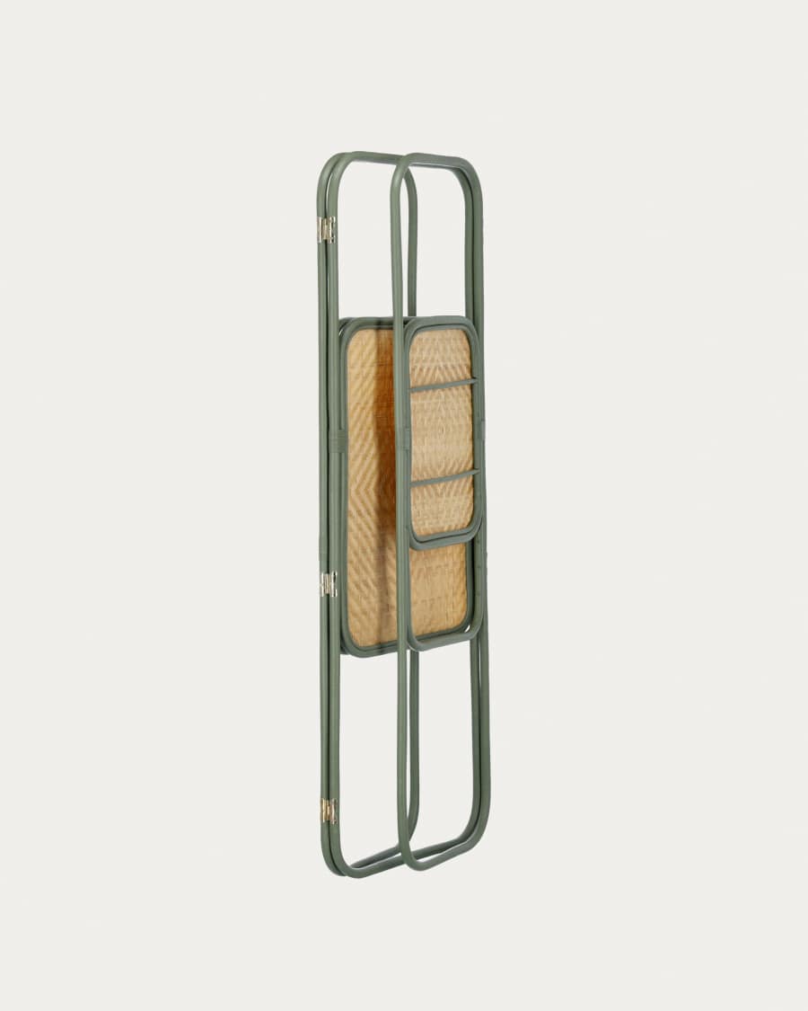 Paravento Margaret in rattan naturale e color verde 165 x 180 cm