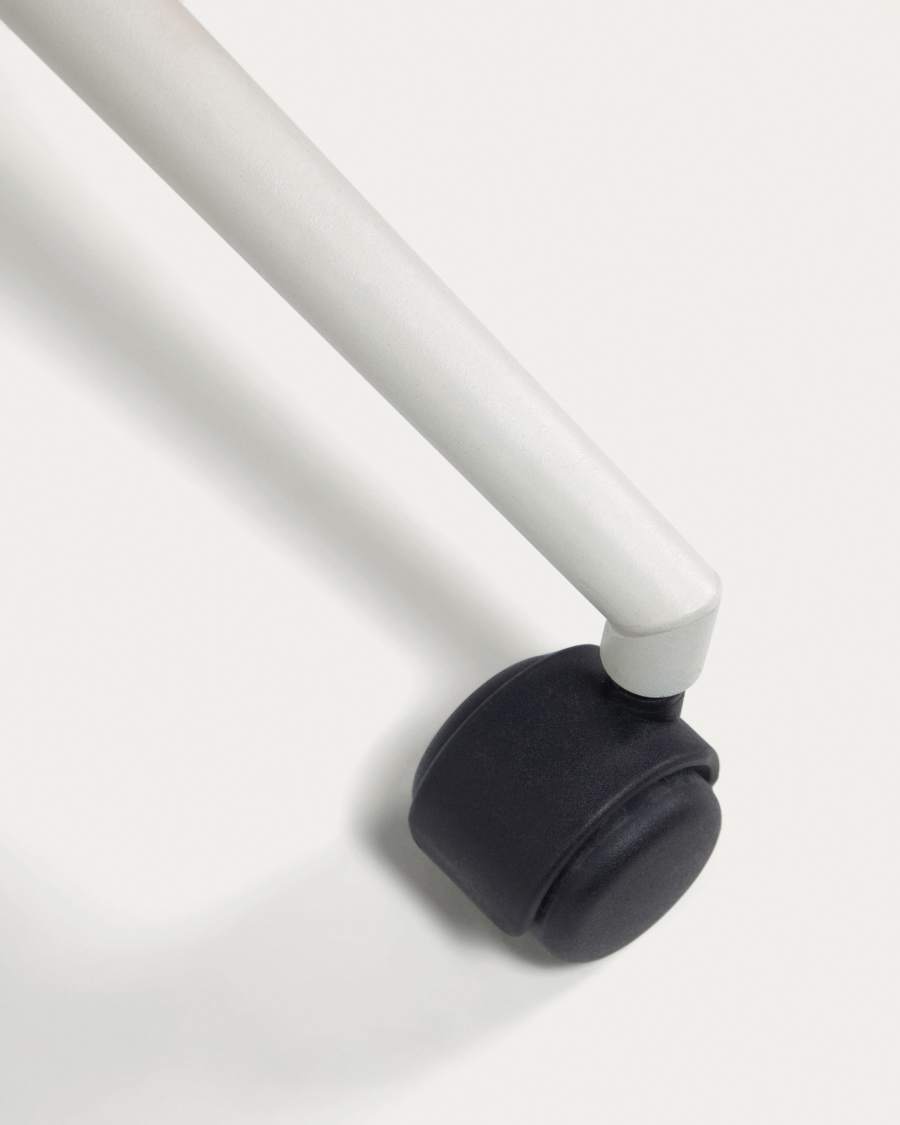 Einara Schreibtischstuhl in Rosa mit Beinen aus Stahl in Mattweiß