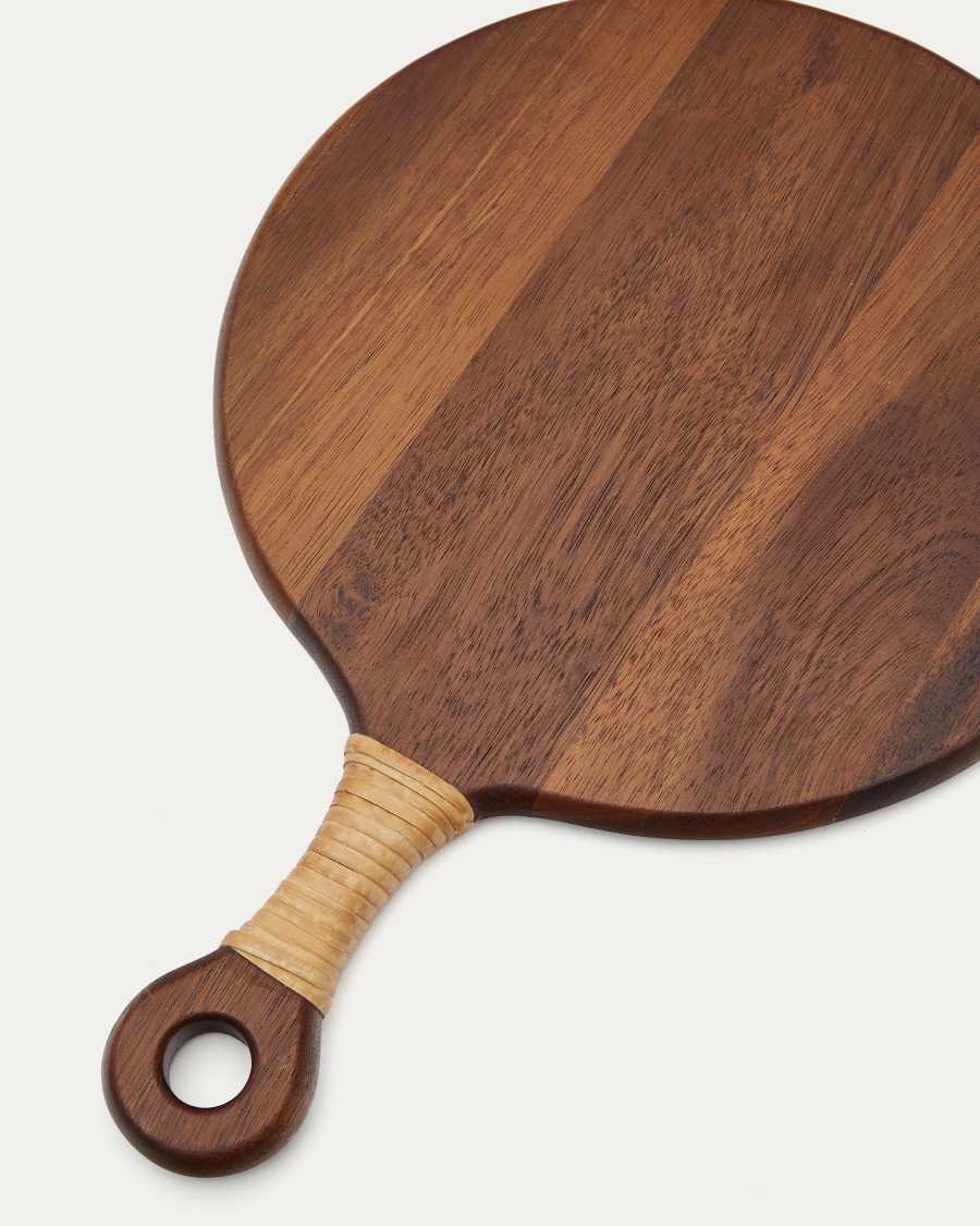 Sardis runde Servierplatte klein aus FSC 100% Akazienholz und Rattan