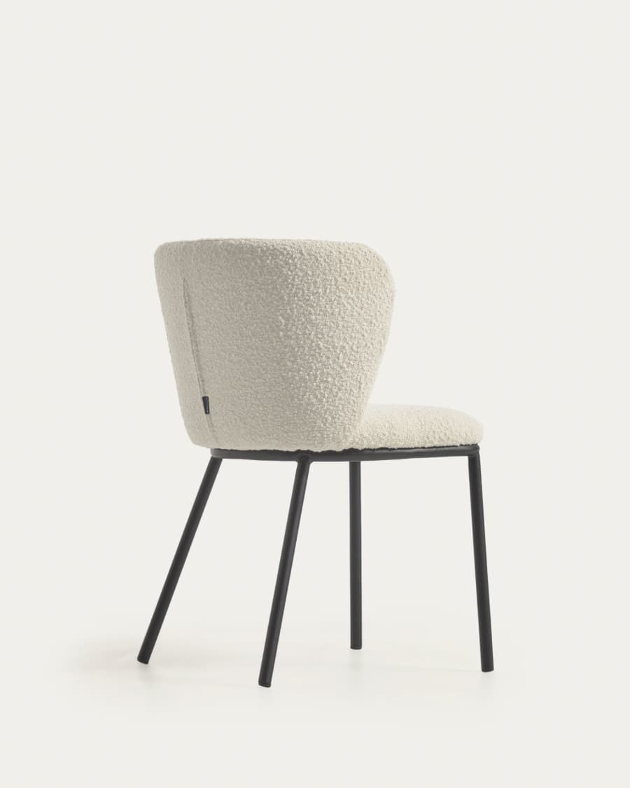 Ciselia chair with white bouclé and steel legs with black finish FSC Mix Credit