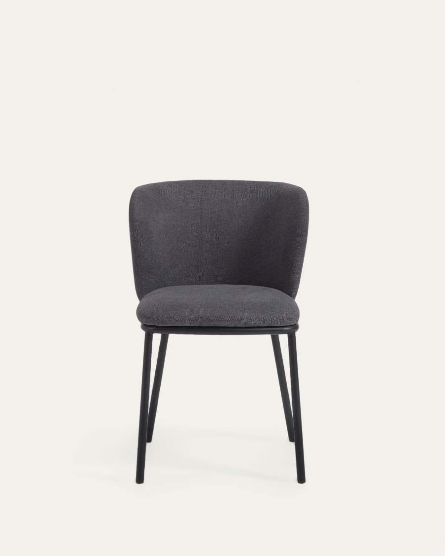 Cadira Ciselia de xenilla gris fosc i potes d'acer en acabat negre FSC Mix Credit