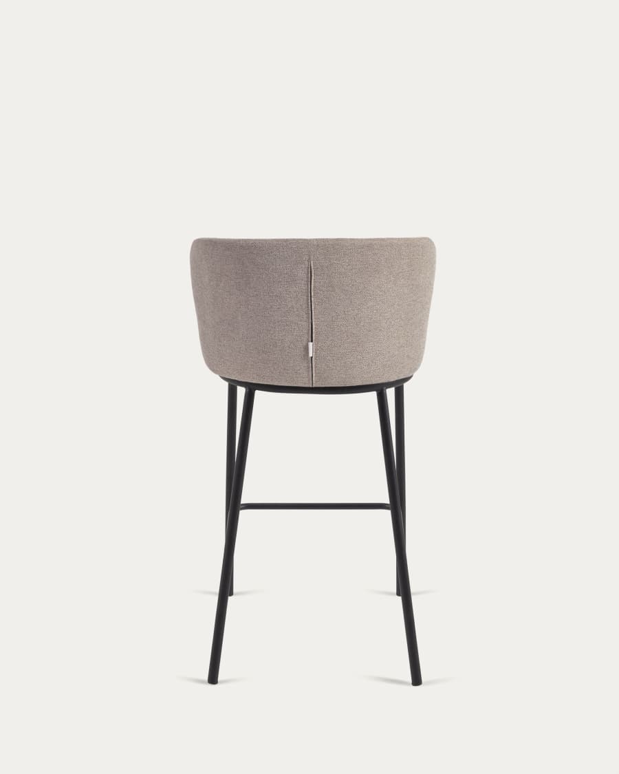 Ciselia stool in brown chenille with steel legs in black, 65 cm height FSC Mix Credit
