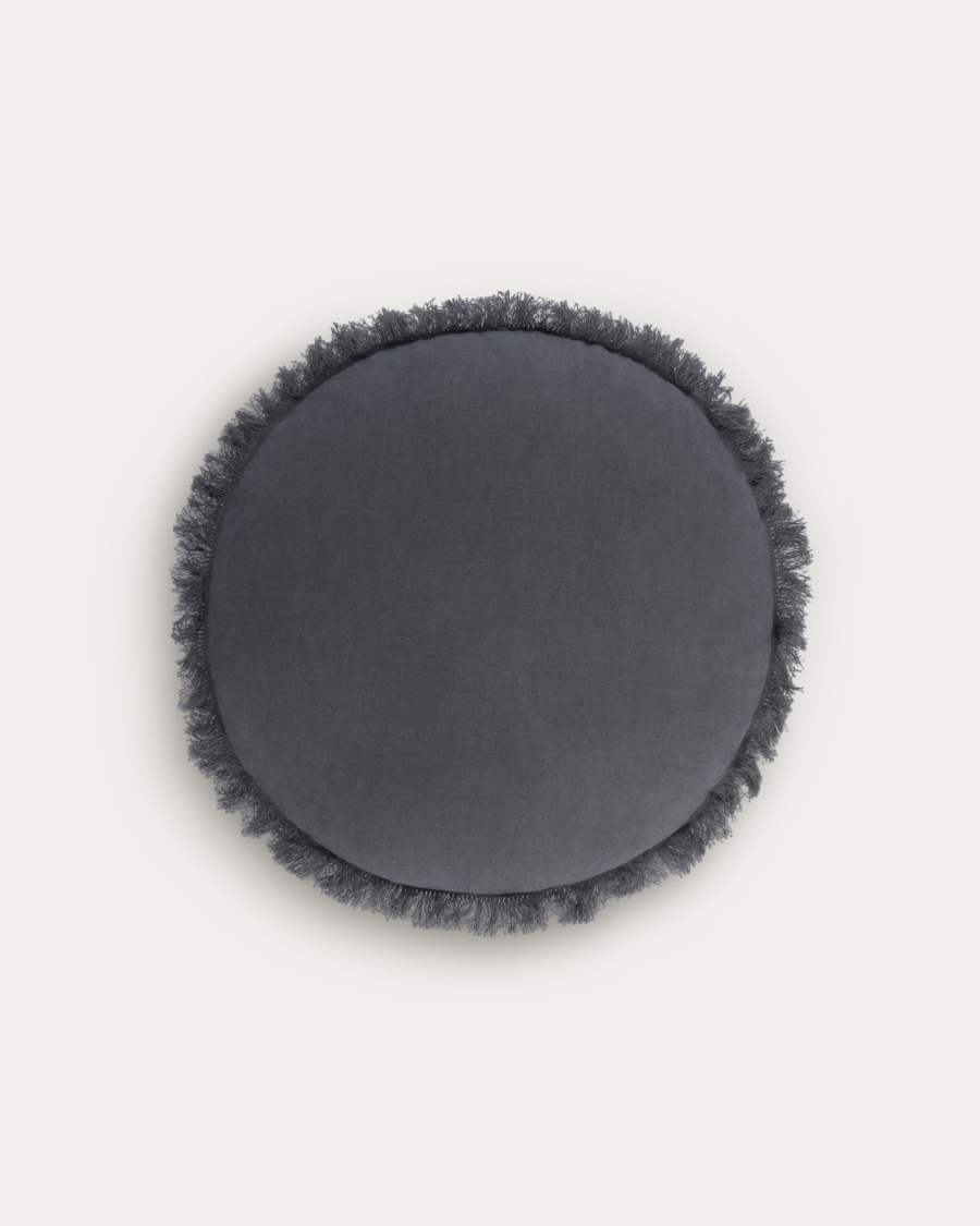 Clarice cotton and linen cushion cover dark grey Ø 45 cm