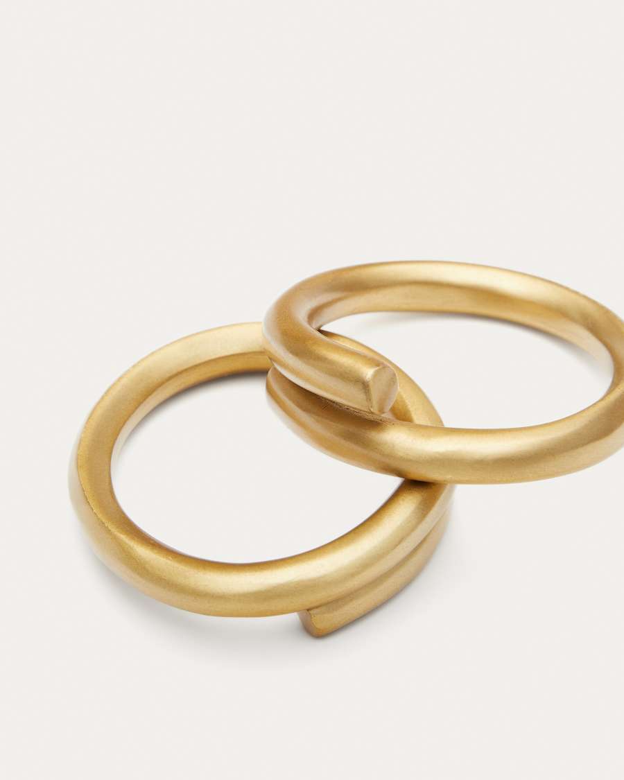 Sati set of two gold-finished stainless steel napkin rings