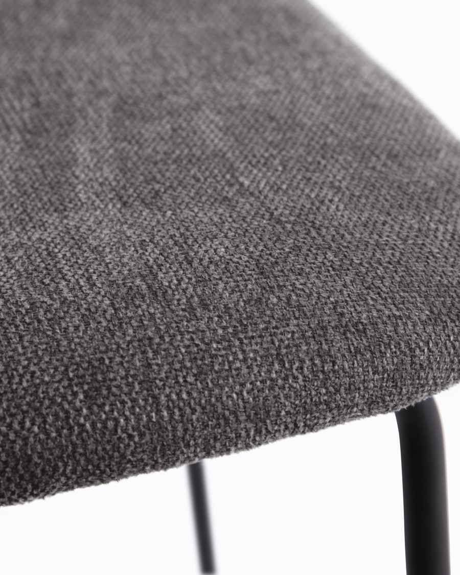 Benilda dark grey stackable chair with oak veneer and steel with black finish FR