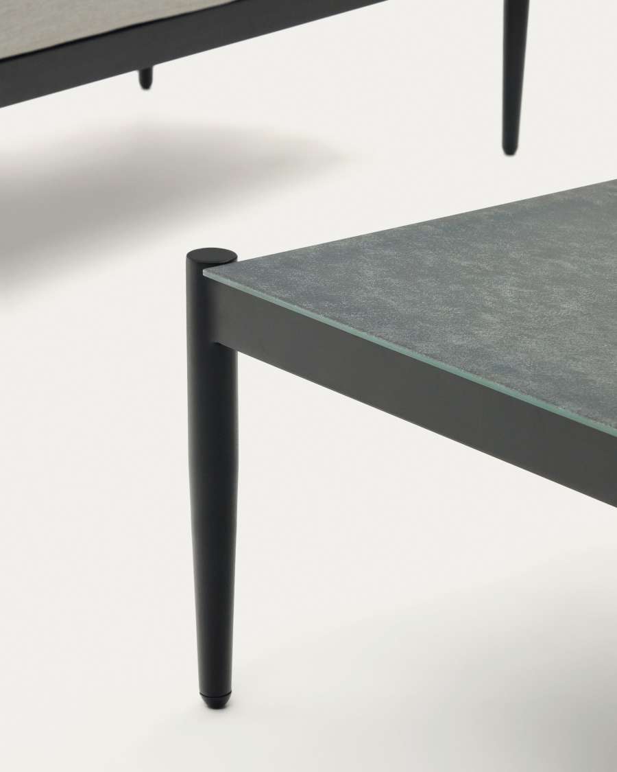 Satuna set of 2 armchairs, 2 seater sofa, and metal coffee table with a glazed finish