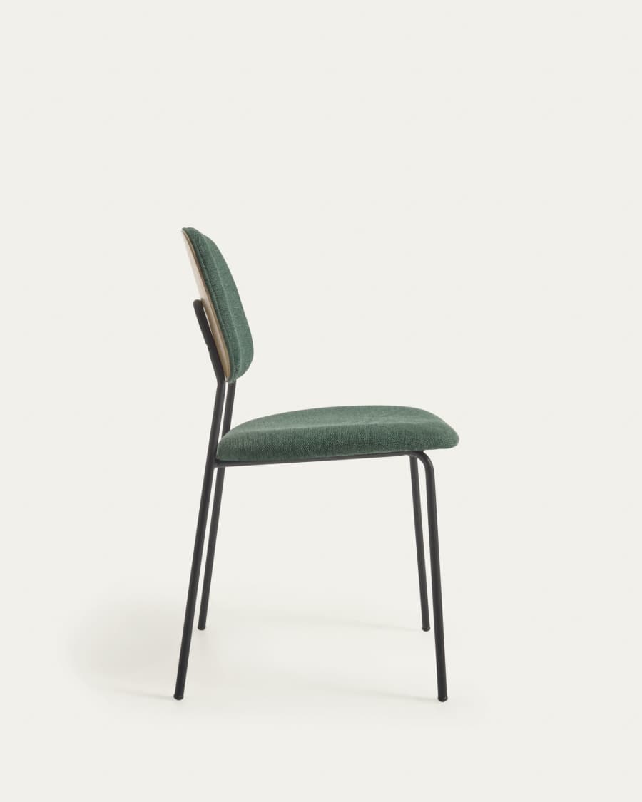 Benilda dark green stackable chair oak veneer and steel with black finish FSC Mix Credit