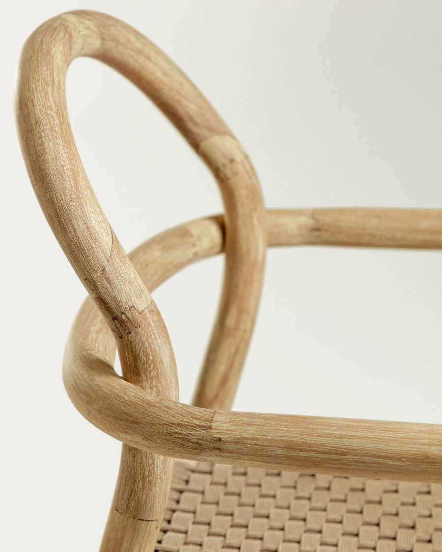 Sheryl stackable chair in solid eucalyptus and beige rope FSC 100%