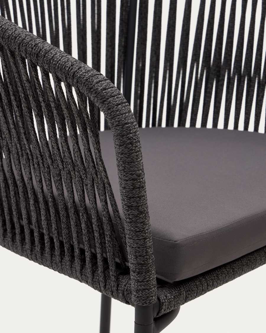 Yanet black rope chair with galvanised steel legs