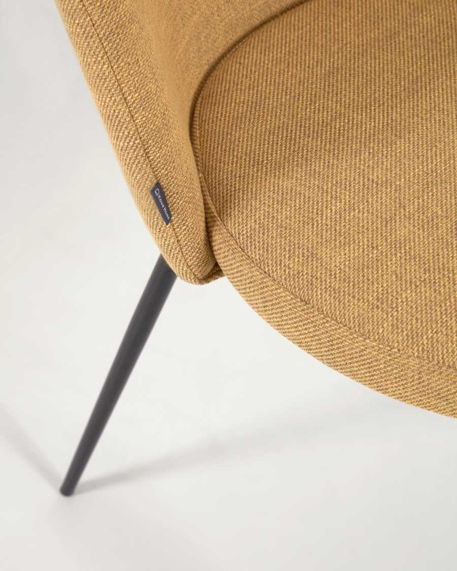 Anoha chair in mustard with metal legs with black finish