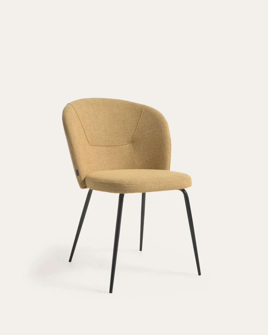 Anoha chair in mustard with metal legs with black finish