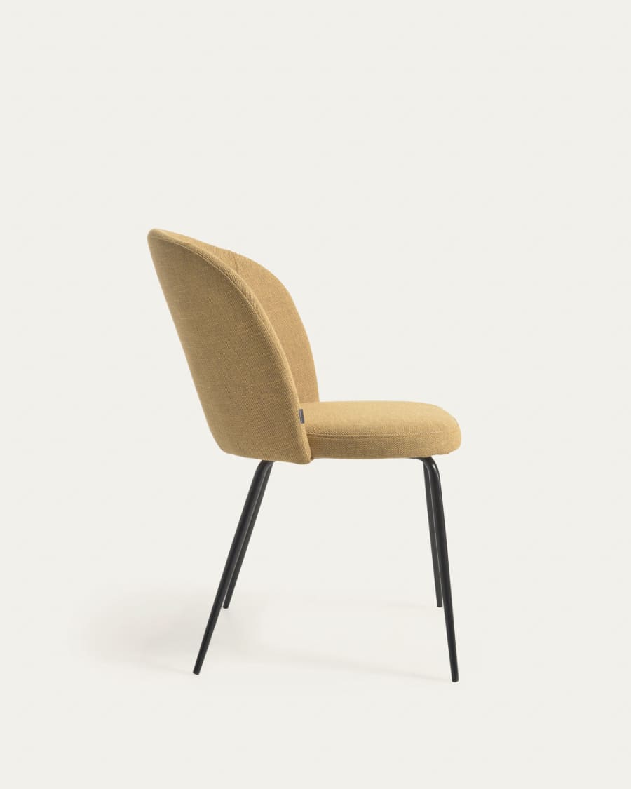 Anoha chair in mustard with metal legs with black finish
