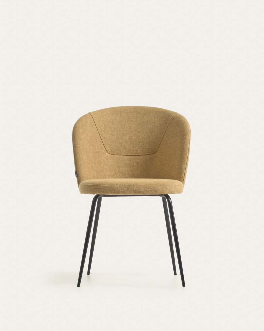 Anoha chair in mustard with metal legs with black finish