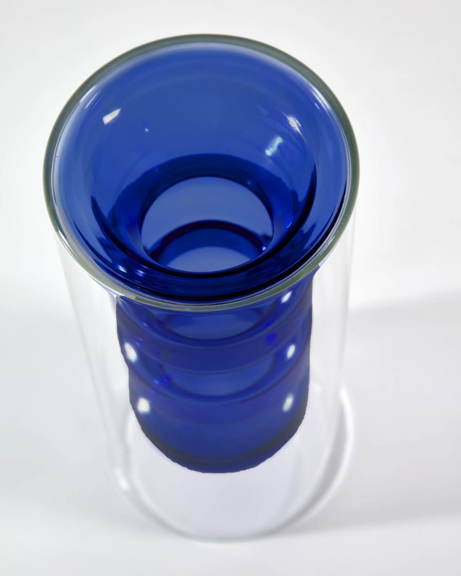 Charlize blue and clear glass vase