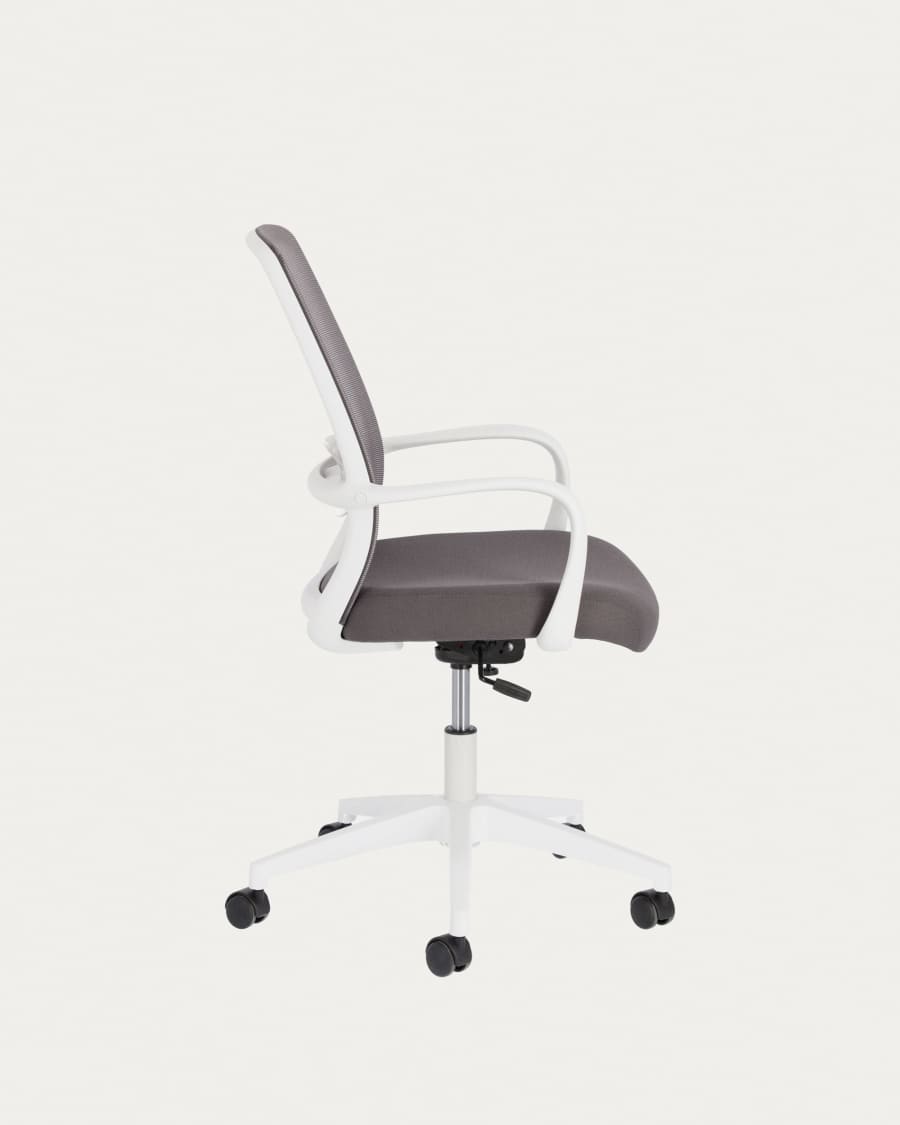 Melva office chair in grey and legs made of steel in white