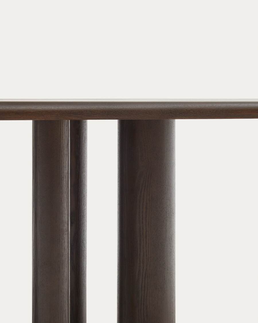 Mailen oval table in ash wood veneer with dark finish, Ø 220 x 105 cm