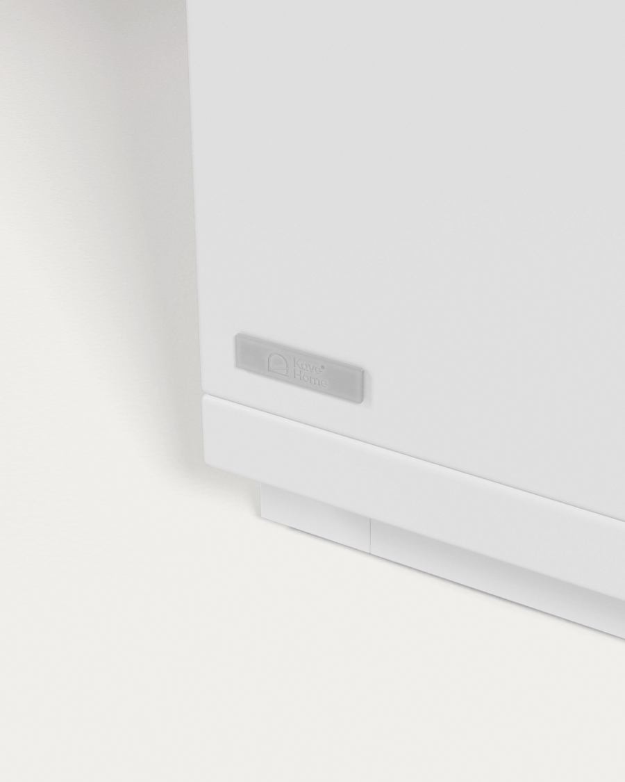 Abilen oak wood veneer TV stand with 2 doora and 2 drawers in white lacquer, 200 x 44 cm FSC 100%