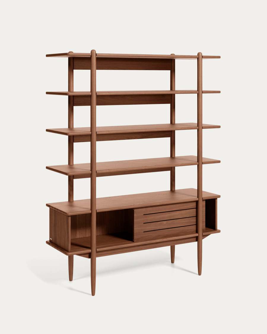 Carolin in veneered walnut shelf unit 130 x 169 cm