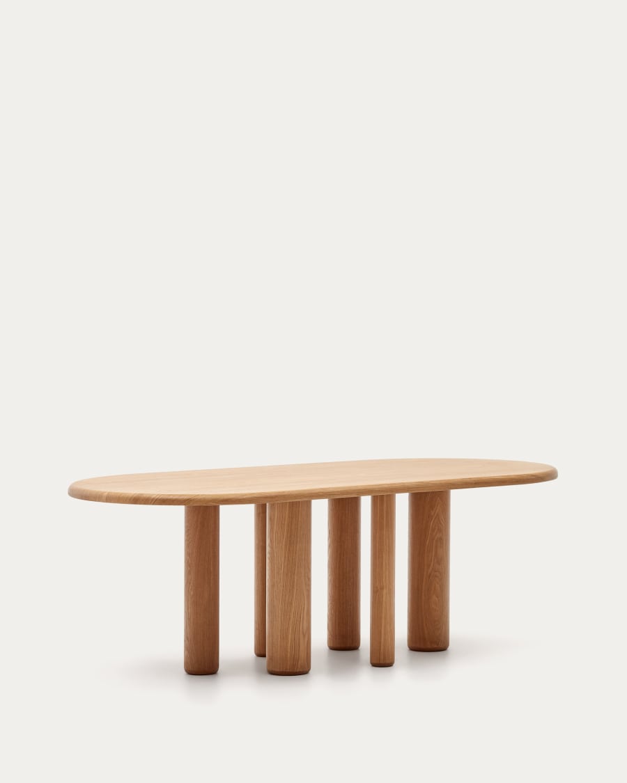Mailen oval table in ash wood veneer with natural finish, Ø 220 x 105 cm