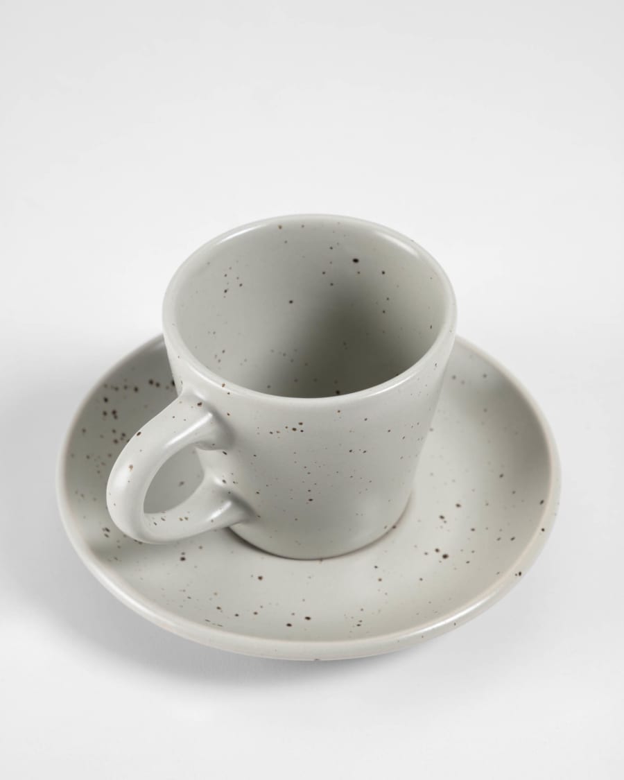 Aratani ceramic coffee cup and saucer light grey