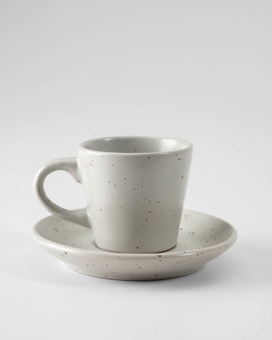 Aratani ceramic coffee cup and saucer light grey