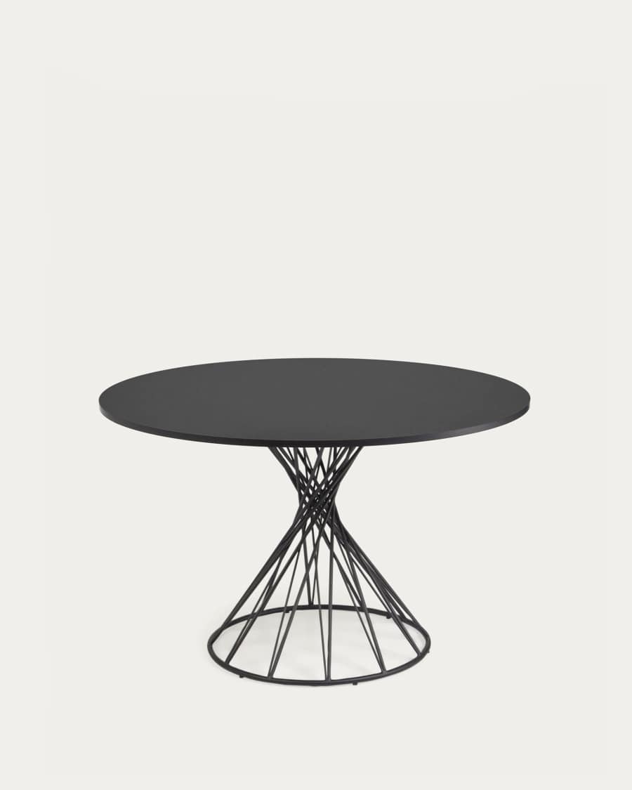 Niut round Ø 120 cm black laquered DM table with steel legs with black finish