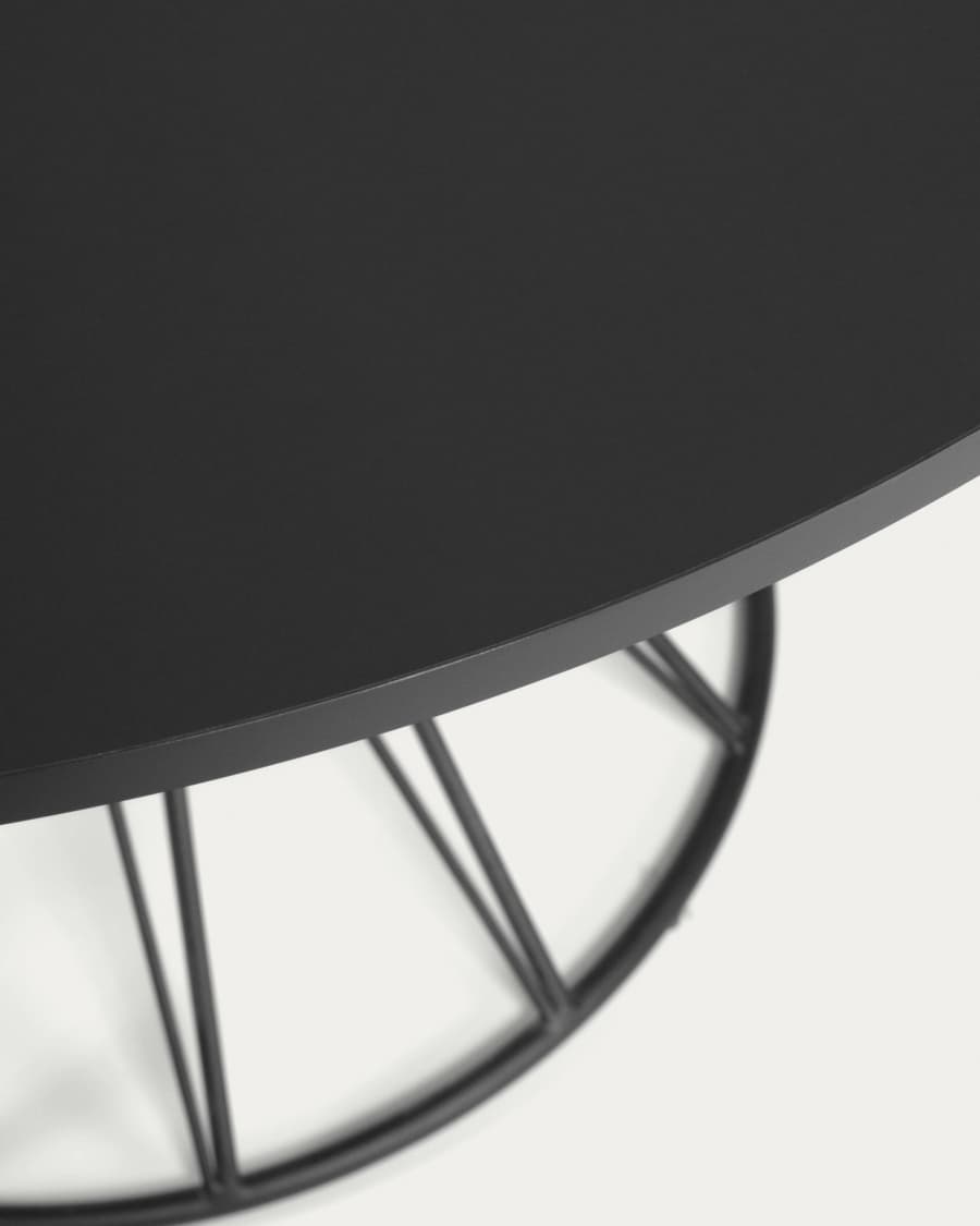 Niut round Ø 120 cm black laquered DM table with steel legs with black finish