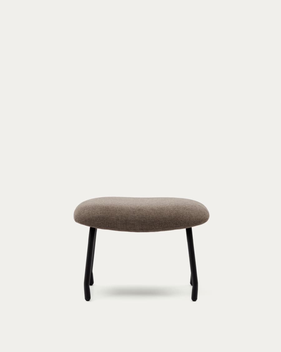 Poggiapiedi Belina di ciniglia marrone chiaro e acciaio con finitura nera FSC 100%