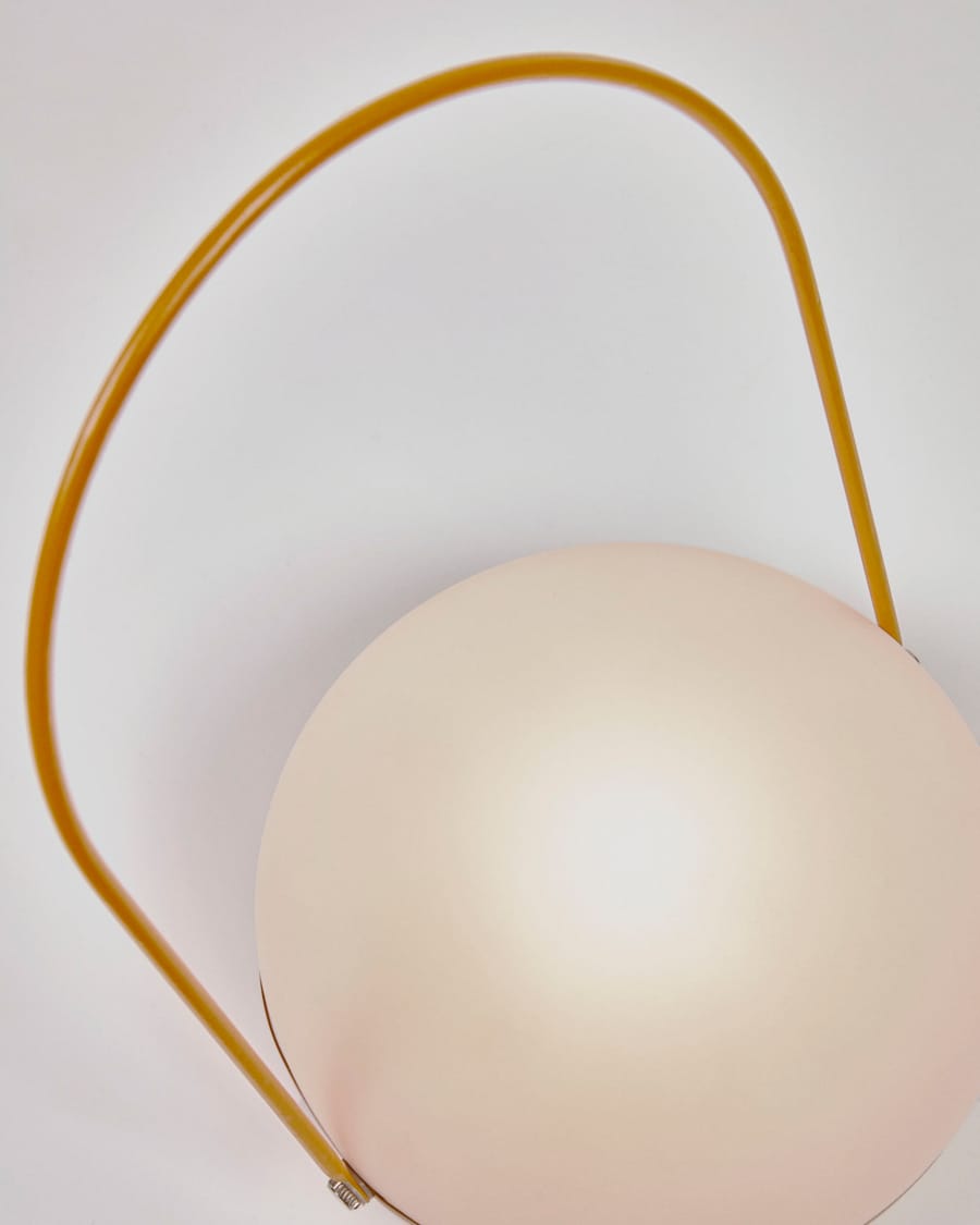 Tea table lamp in polythene and metal with mustard finish