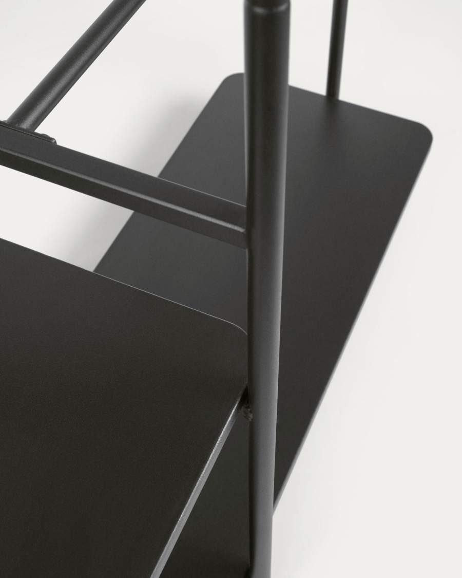 Galatia melamine and metal clothes rail with bench in black finish 100 x 150 cm