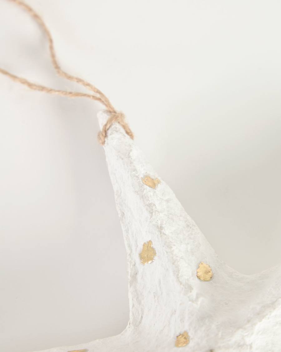 Estrella decorativa petita Victorina blanc i punts daurats